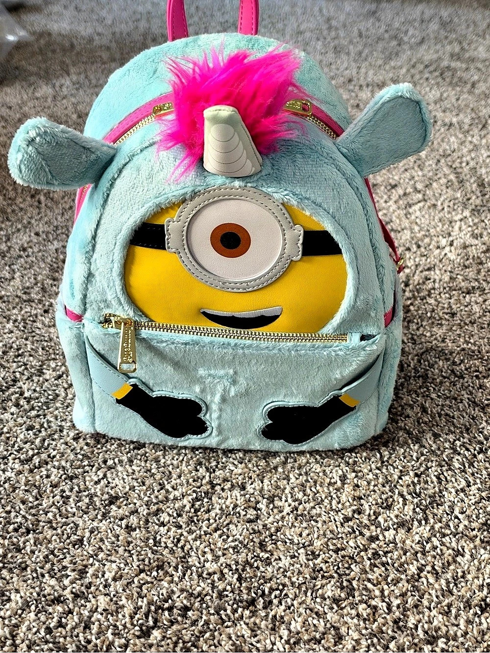 Loungefly Minions Fluffy Unicorn Exclusive Costume Plush Mini Backpack Plush